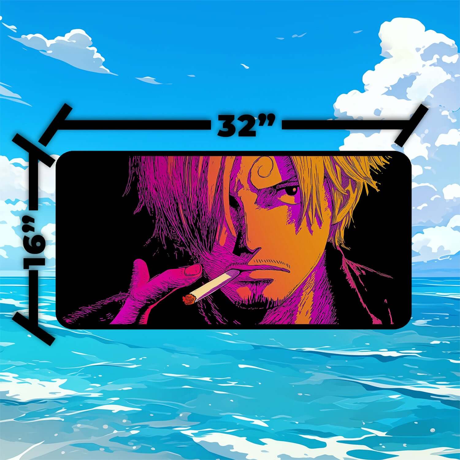 Sanji Playmat | One Piece Playmat | Straw Hat Crew Playmat with Zones Option | 24x14 | 22x12 | 32x16 Sizes