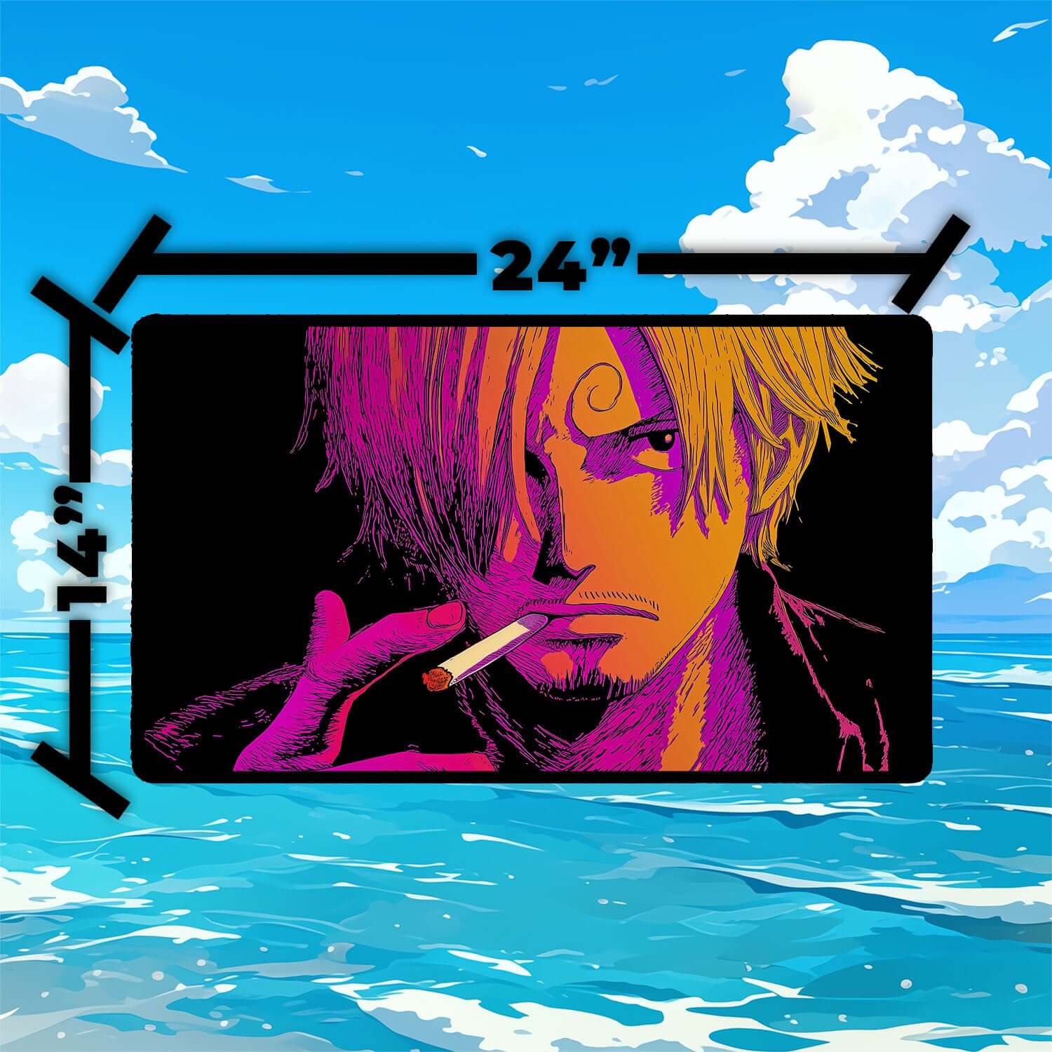 Sanji Playmat | One Piece Playmat | Straw Hat Crew Playmat with Zones Option | 24x14 | 22x12 | 32x16 Sizes