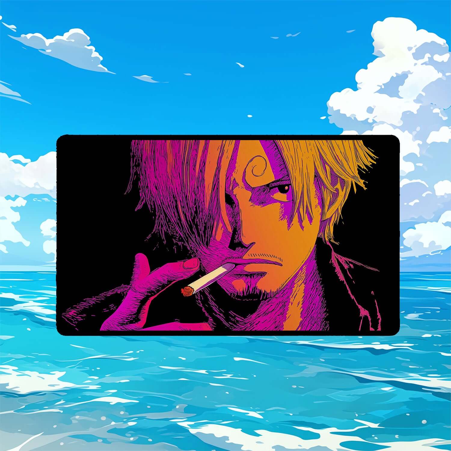 Sanji Playmat | One Piece Playmat | Straw Hat Crew Playmat with Zones Option | 24x14 | 22x12 | 32x16 Sizes