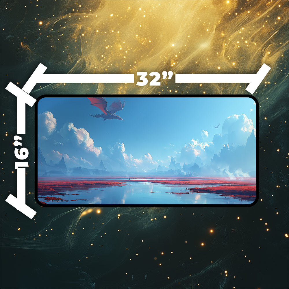 Scalding Tarn Playmat | Magic the Gathering Playmat | Dragon Fetch Land MTG Playmat with Zones Option | 24x14 | 32x16
