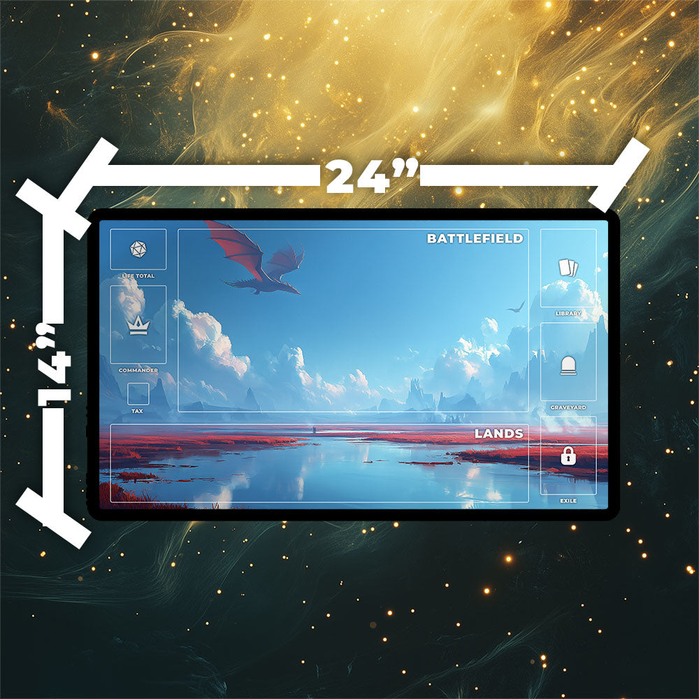Scalding Tarn Playmat | Magic the Gathering Playmat | Dragon Fetch Land MTG Playmat with Zones Option | 24x14 | 32x16