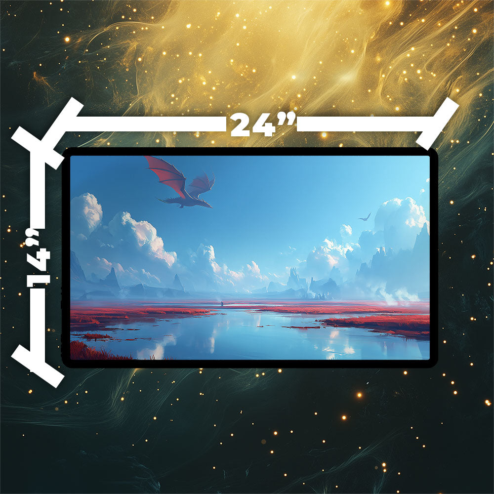 Scalding Tarn Playmat | Magic the Gathering Playmat | Dragon Fetch Land MTG Playmat with Zones Option | 24x14 | 32x16