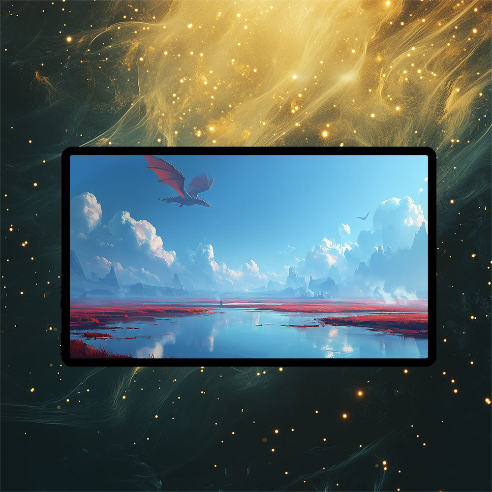 Scalding Tarn Playmat | Magic the Gathering Playmat | Dragon Fetch Land MTG Playmat with Zones Option | 24x14 | 32x16