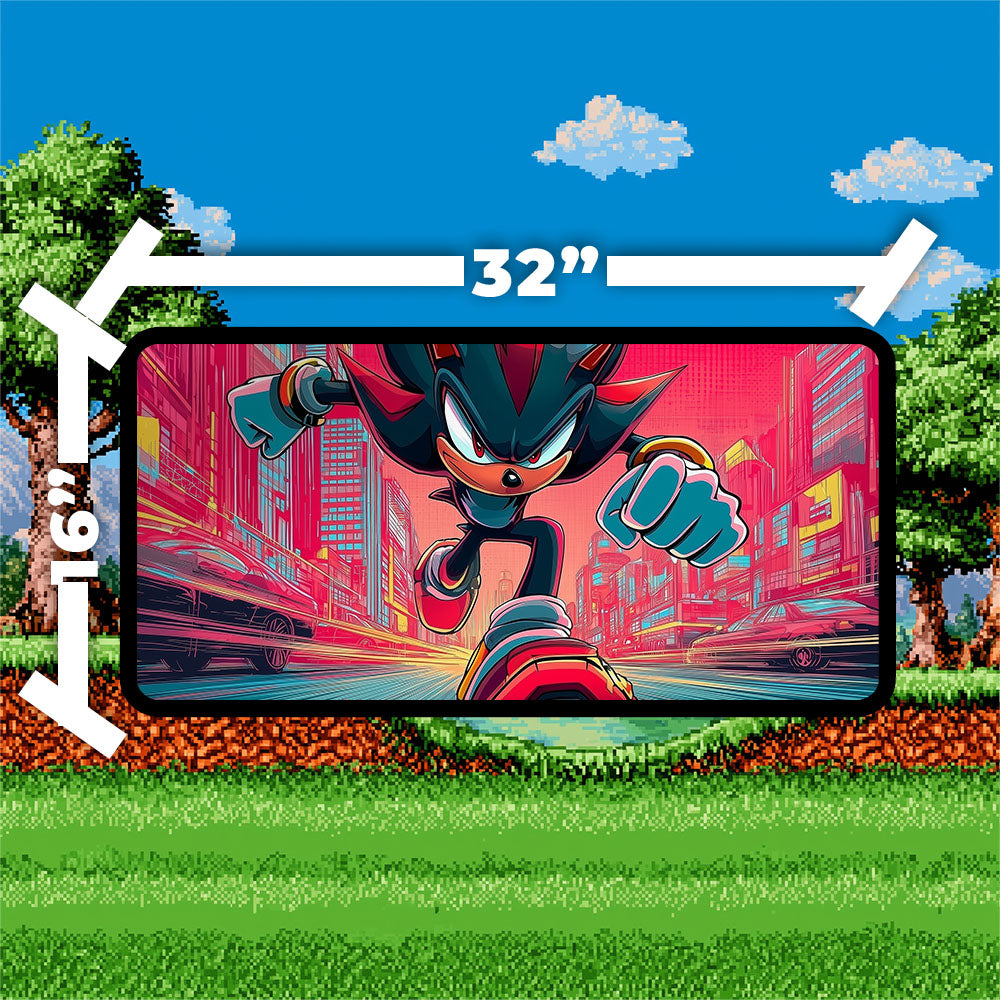 Shadow the Hedgehog Playmat | Magic the Gathering Playmat | SEGA Playmat with Zones Option | 24x14 | 32x16 Sizes
