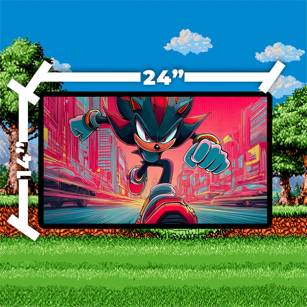 Shadow the Hedgehog Playmat | Magic the Gathering Playmat | SEGA Playmat with Zones Option | 24x14 | 32x16 Sizes