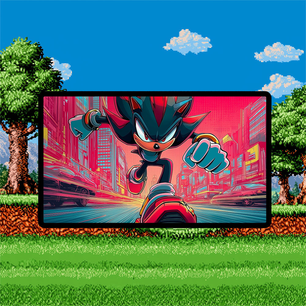 Shadow the Hedgehog Playmat | Magic the Gathering Playmat | SEGA Playmat with Zones Option | 24x14 | 32x16 Sizes