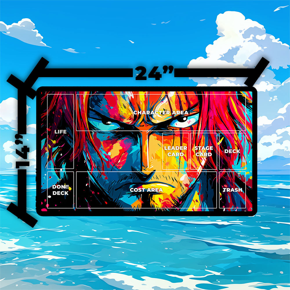 Shanks Playmat | One Piece Playmat | Red Hair Pirates Crew Playmat with Zones