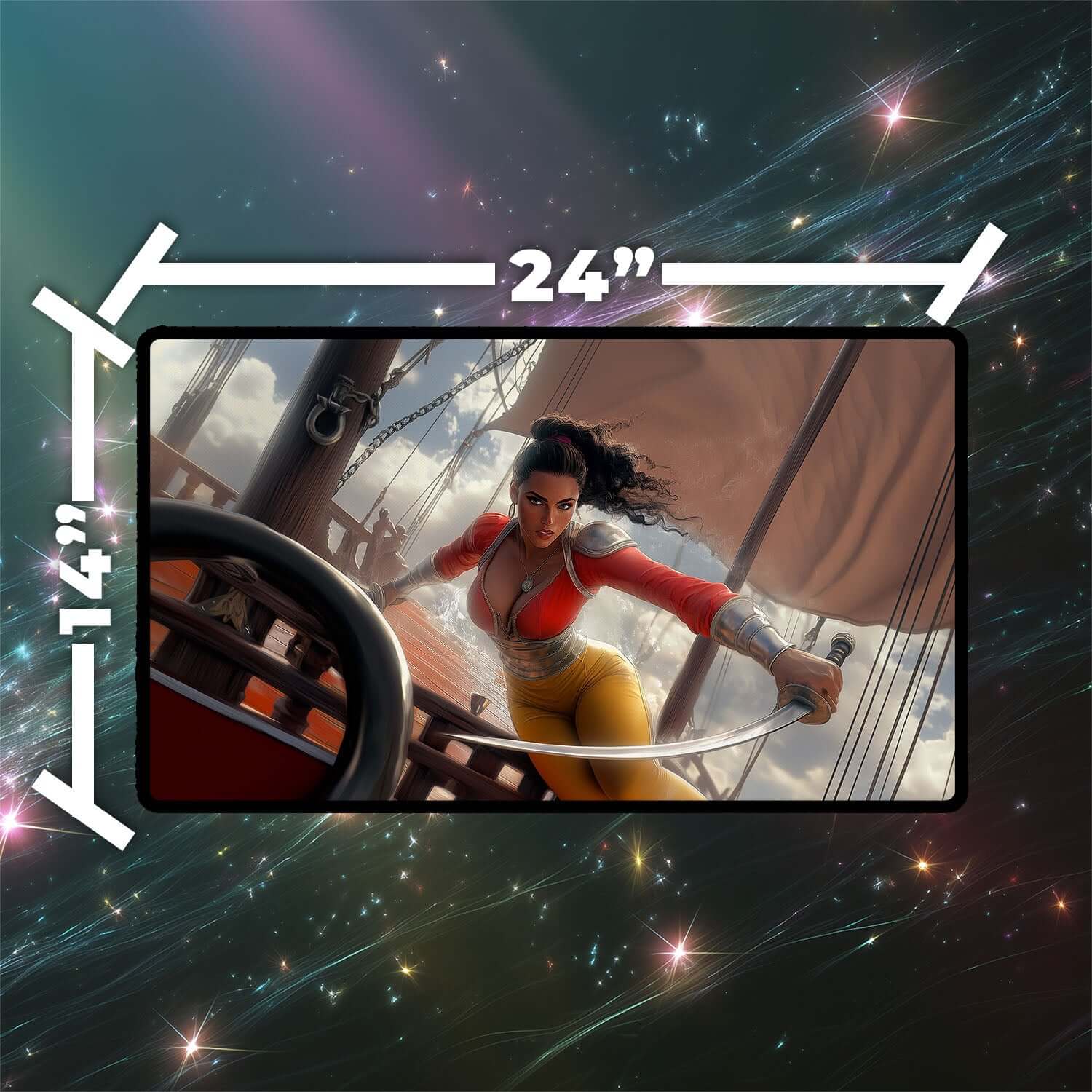 Sisay, Weatherlight Captain Playmat | Magic the Gathering Playmat | Legendary Commander Playmat with Zones Option | 24x14 | 22x12 | 32x16 Sizes