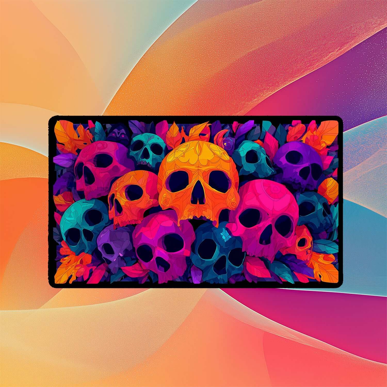 Vibrant Skull Playmat | Magic the Gathering Playmat | Vibrant MTG Playmat with Zones Option | 24x14 | 22x12 | 32x16 Sizes
