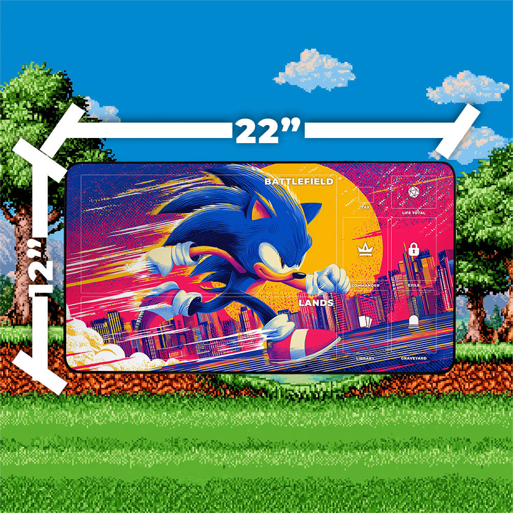 Sonic the Hedgehog Playmat | Magic the Gathering Playmat | SEGA with Zones Option | 24x14 | 22x12 | 32x16 Sizes