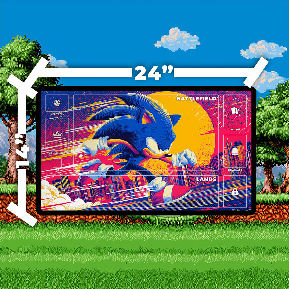 Sonic the Hedgehog Playmat | Magic the Gathering Playmat | SEGA with Zones Option | 24x14 | 22x12 | 32x16 Sizes