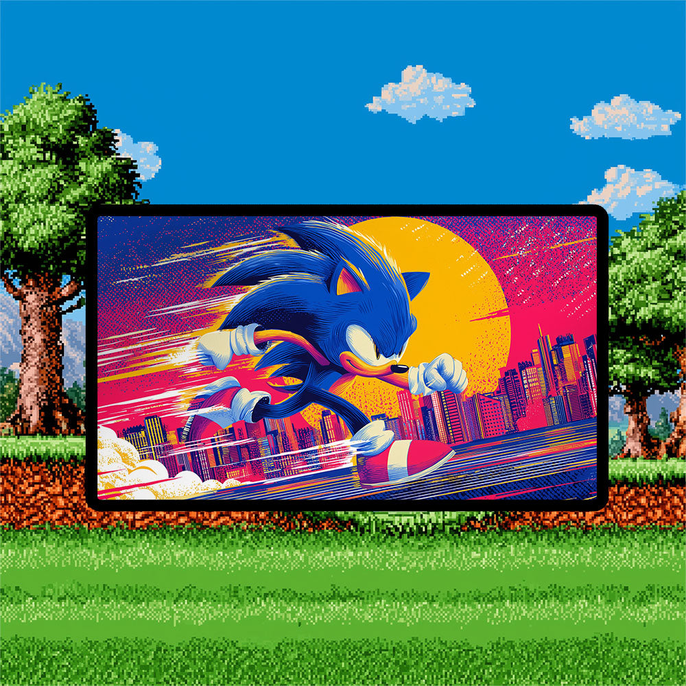 Sonic the Hedgehog Playmat | Magic the Gathering Playmat | SEGA with Zones Option | 24x14 | 22x12 | 32x16 Sizes