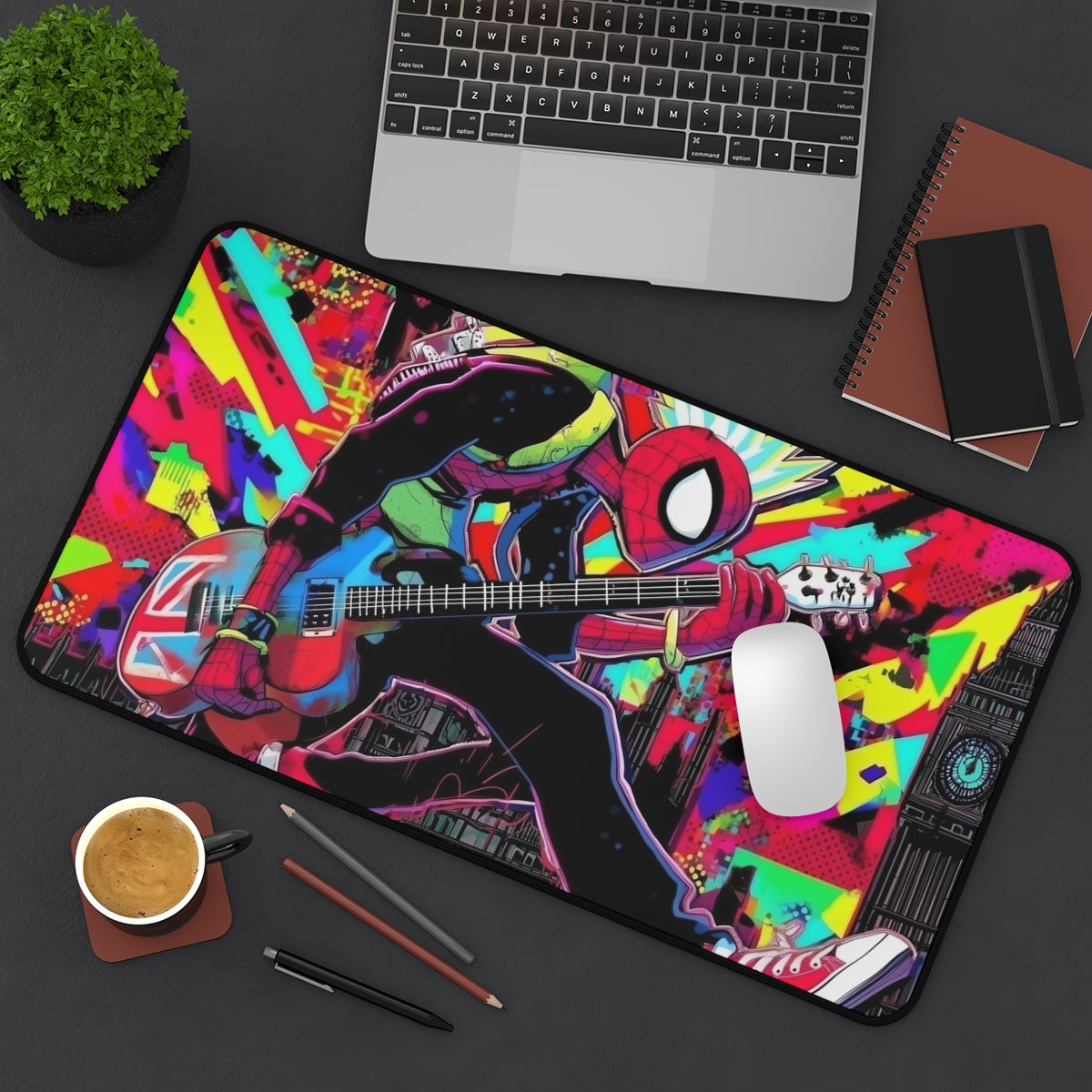 Spider-Punk Playmat | Magic the Gathering Playmat | British Punk Rock Spider Hero with Zones Option | 24x14