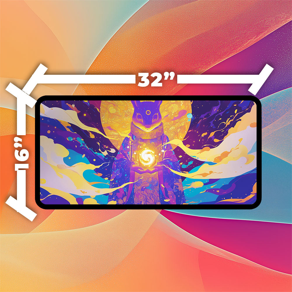 Squirrel Sorcerer Playmat | TCG Playmat | Fantasy Forest Magic Artwork No Zones Option | 24x14 | 32x16 Sizes