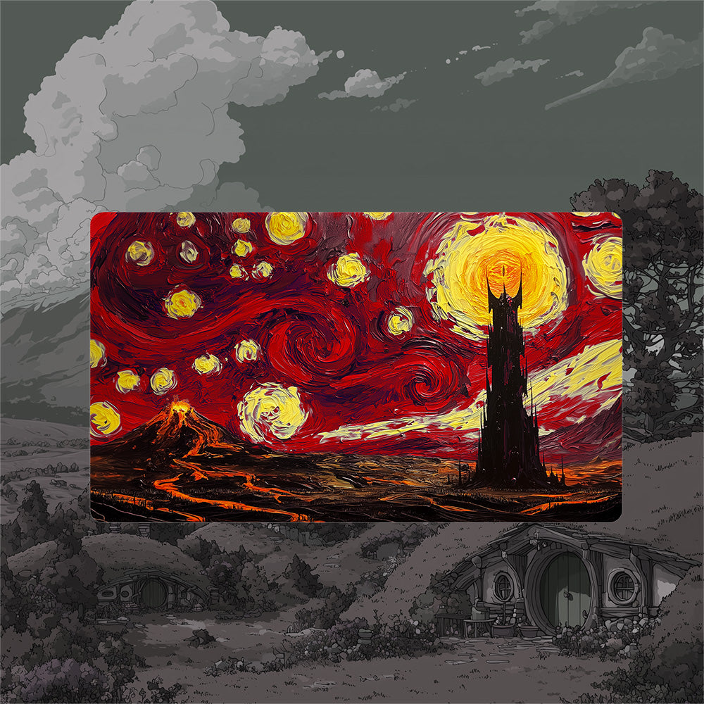 Starry Night Fortress Landscape Playmat - Borderless Stitched Edge (US Only)