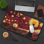 Mordor playmat featuring a starry night art style with dark skies and fiery peaks.