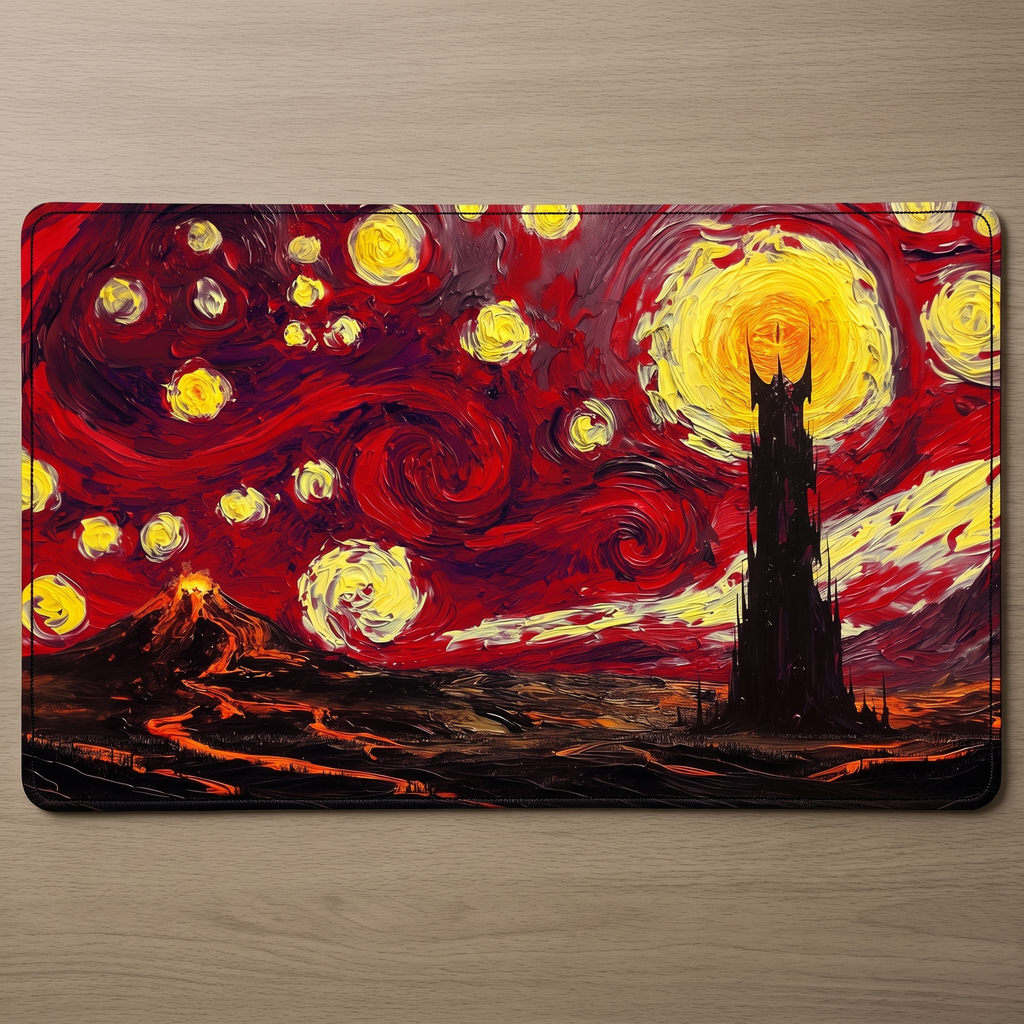 Starry Night Fortress Landscape Playmat - Borderless Stitched Edge (US Only)