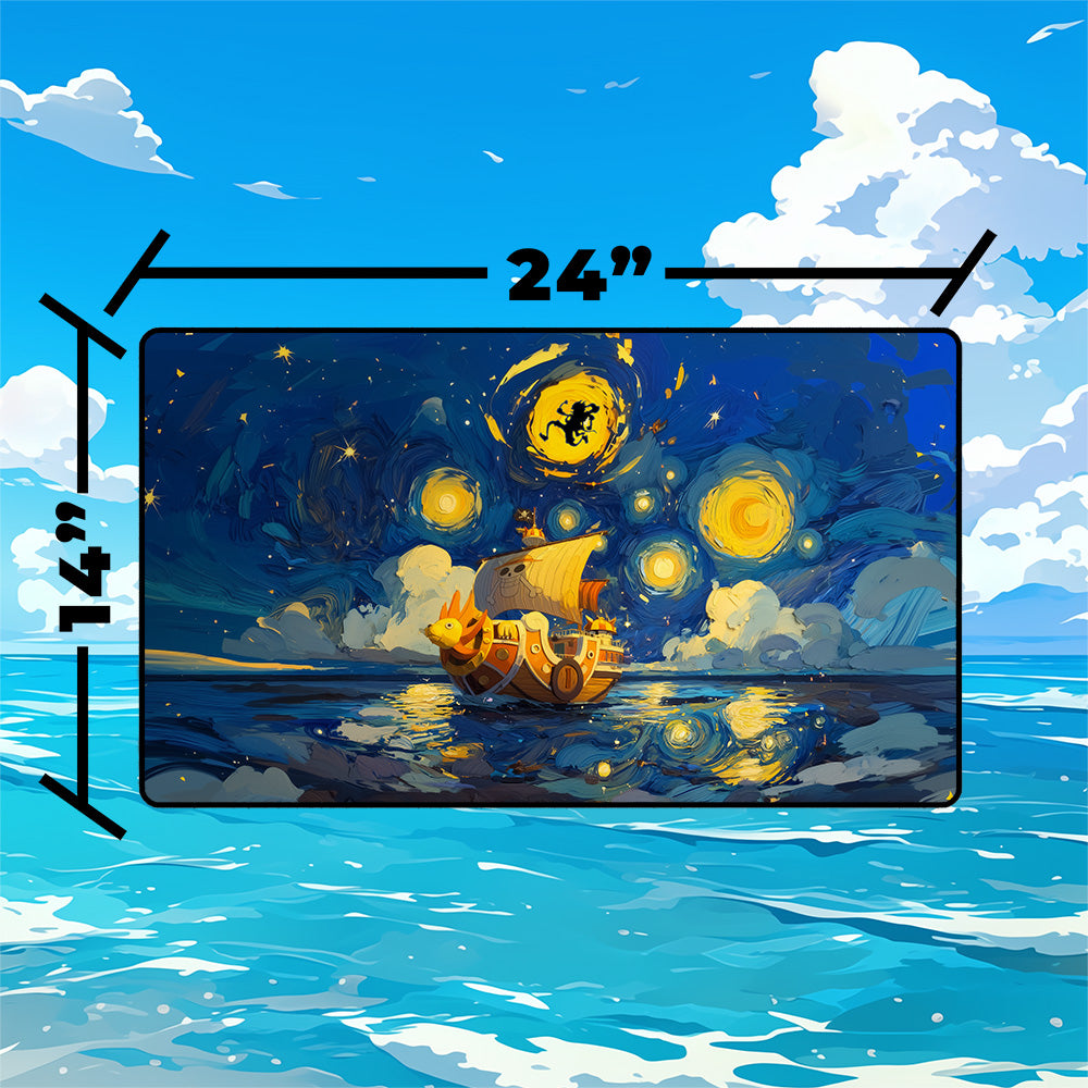 Starry Night Sailing Ship Playmat | Galaxy Ocean TCG Mat