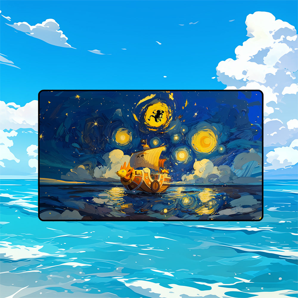 Starry Night Sailing Ship Playmat | Galaxy Ocean TCG Mat