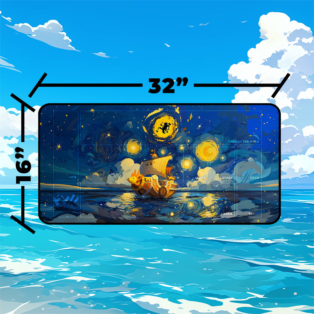 Starry Night Sailing Ship Playmat | Galaxy Ocean TCG Mat