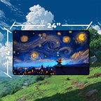 Starry Night Mage Playmat | Impasto Oil Painting Mat