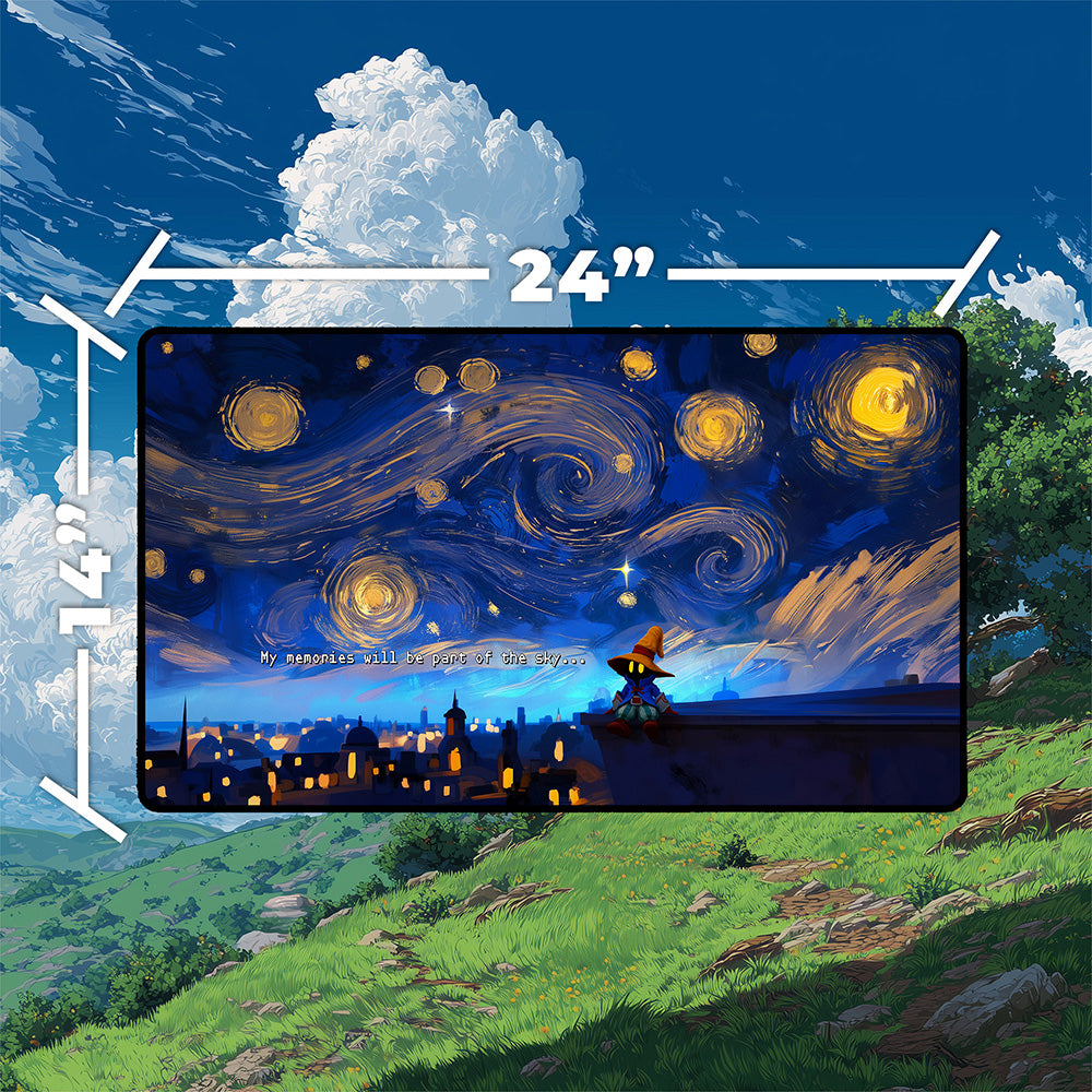 Starry Night Mage Playmat | Impasto Oil Painting Mat