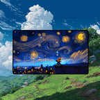 Starry Night Mage Playmat | Impasto Oil Painting Mat