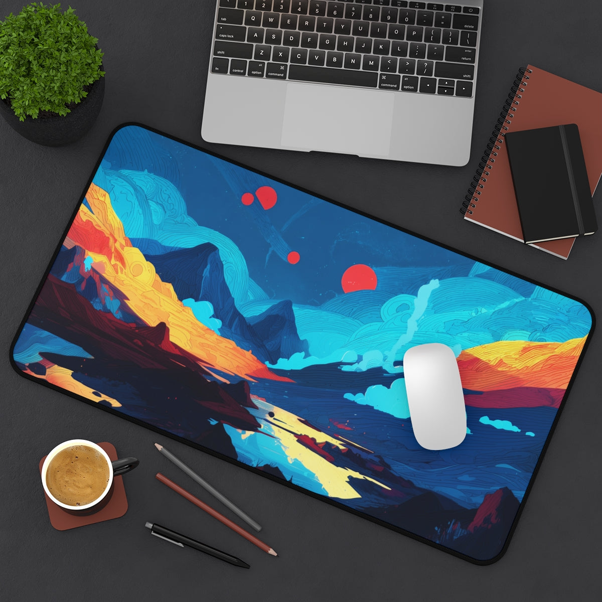Steam Vents Playmat | Magic the Gathering Playmat | Stellar Sights Playmat with Zones Option | 24x14 | 32x16