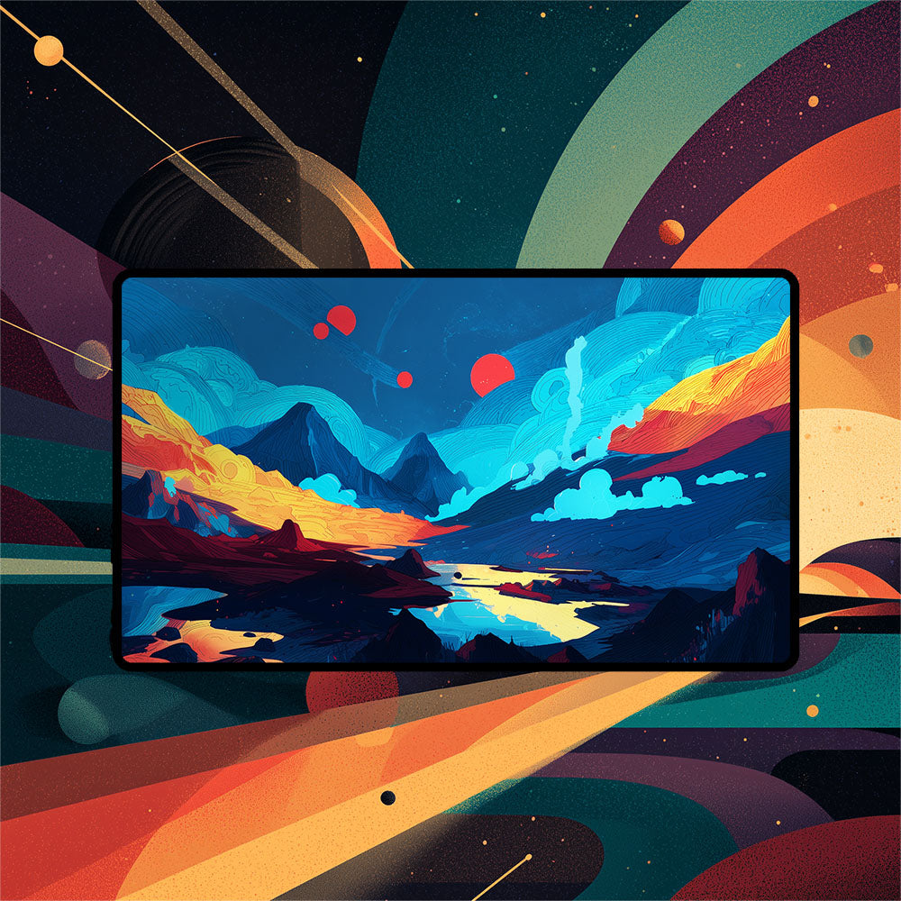 Steam Vents Playmat | Magic the Gathering Playmat | Stellar Sights Playmat with Zones Option | 24x14 | 32x16