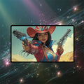 Stella Lee, Wild Card Playmat | Magic the Gathering Playmat | Iconic Rogue Gunslinger Playmat with Zones Option | 24x14 | 32x16 Sizes