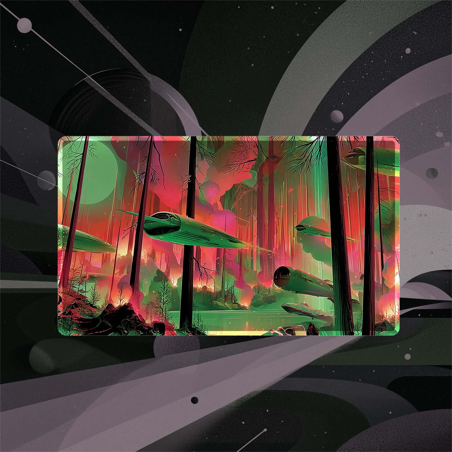 Stomping Ground Stellar Sights (Borderless) | Magic the Gathering Playmat | 24" x 14" (with Stitched Edges)