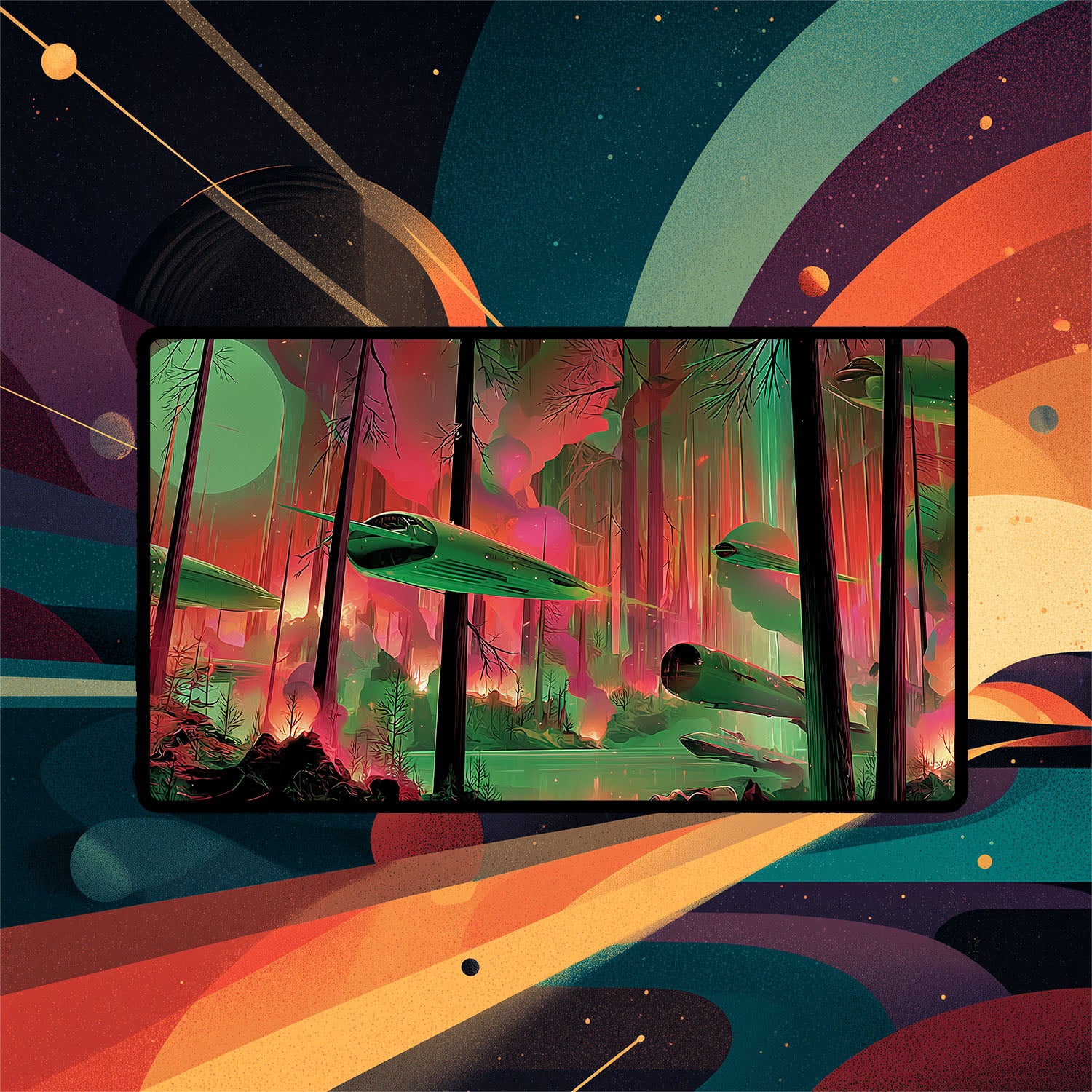 Stomping Ground Playmat | Magic the Gathering Playmat | Stellar Sights Playmat with Zones Option | 24x14 | 22x12 | 32x16 Sizes