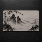 Sumi-e Ink Wash Mountain Desk Mat 24x14 36x18 48x24