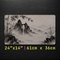 Sumi-e Ink Wash Mountain Desk Mat 24x14 36x18 48x24