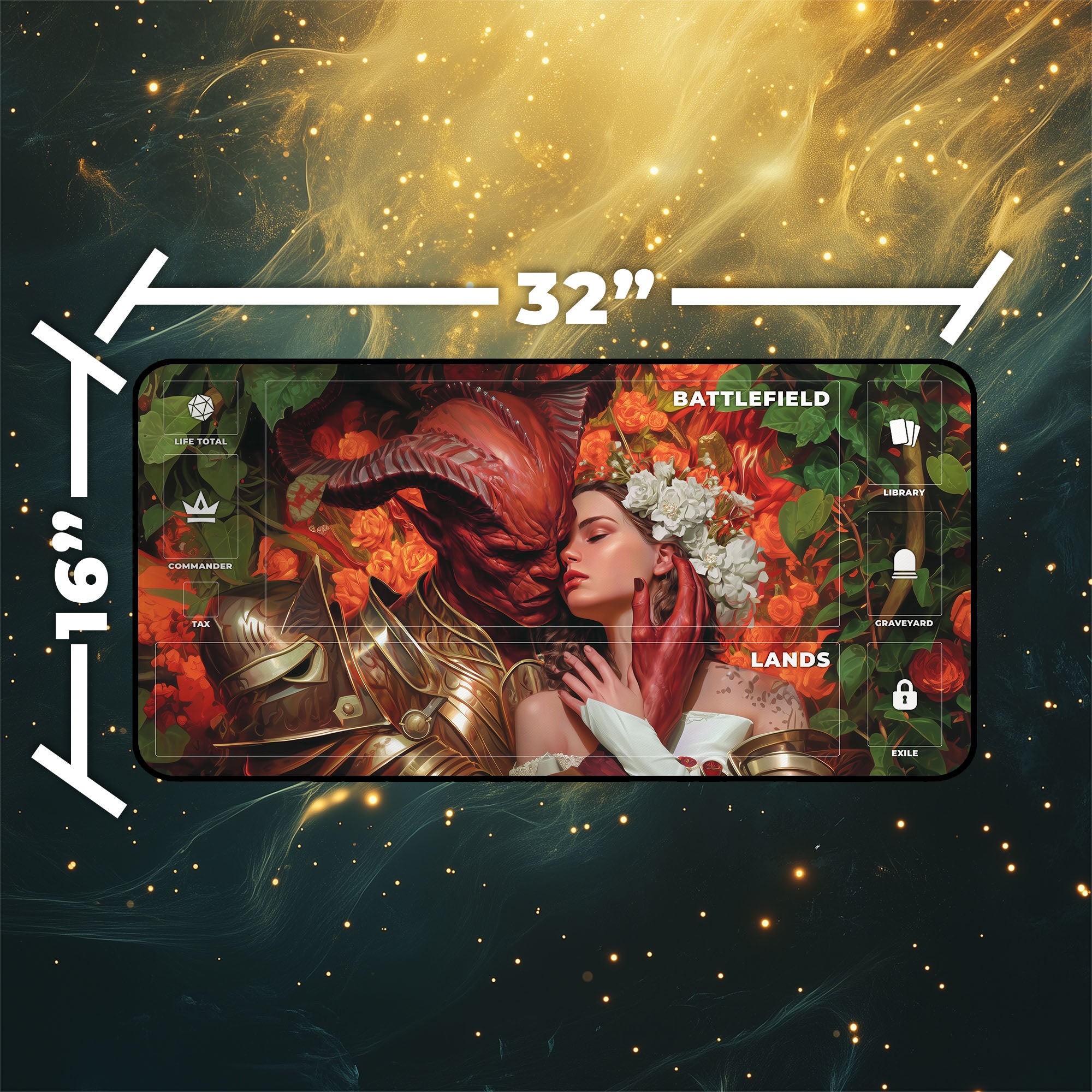Tainted Pact Playmat | Magic the Gathering Playmat | Demon Fantasy TCG Mat With Zones Option | 24x14 | 32x16 Sizes