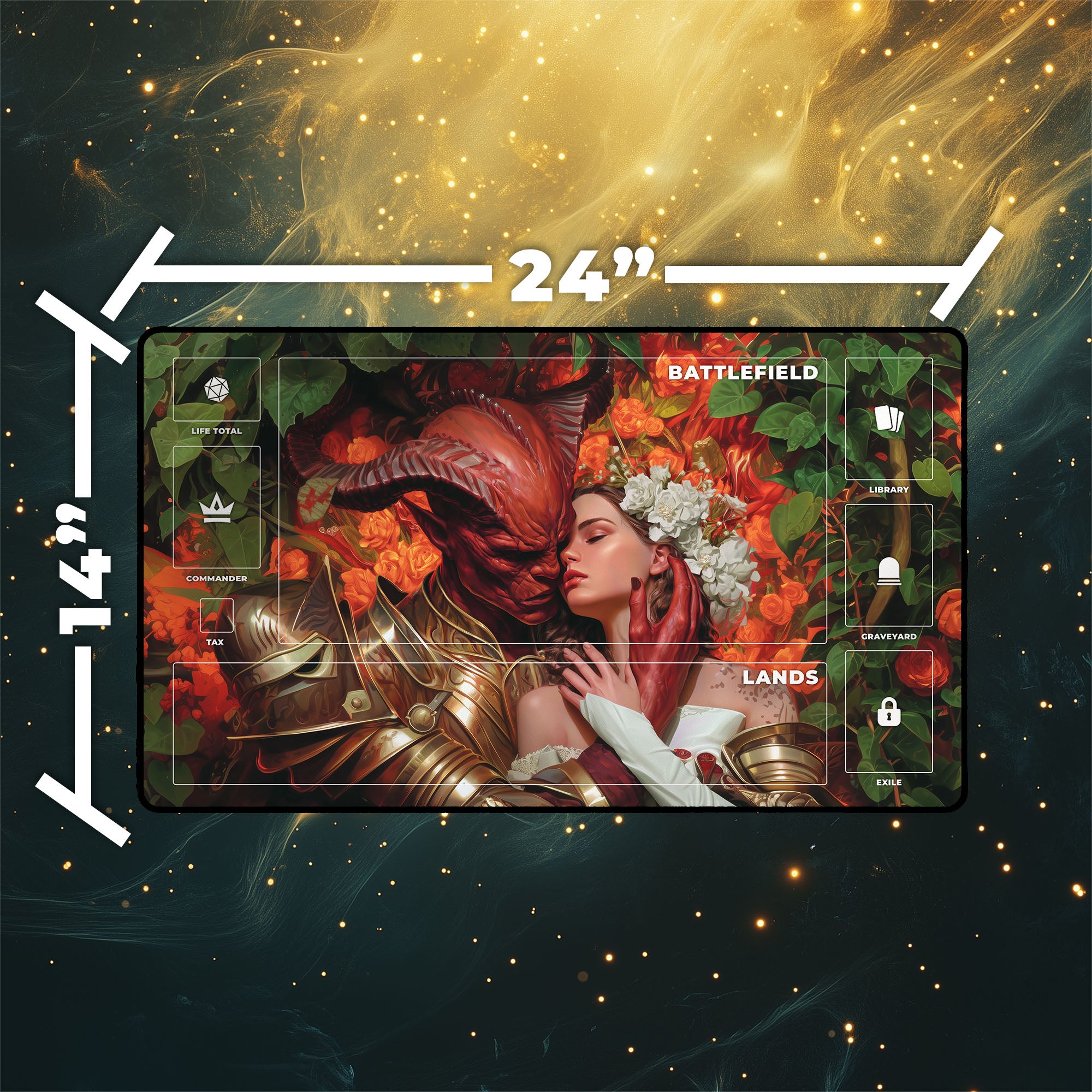 Tainted Pact Playmat | Magic the Gathering Playmat | Demon Fantasy TCG Mat With Zones Option | 24x14 | 32x16 Sizes