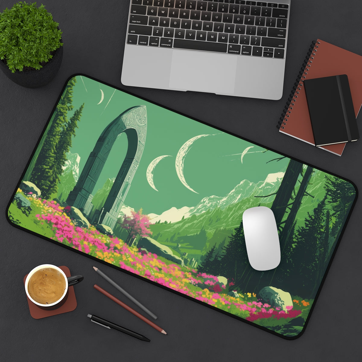 Temple Garden Playmat | Magic the Gathering Playmat | Stellar Sights Playmat with Zones Option | 24x14 | 32x16