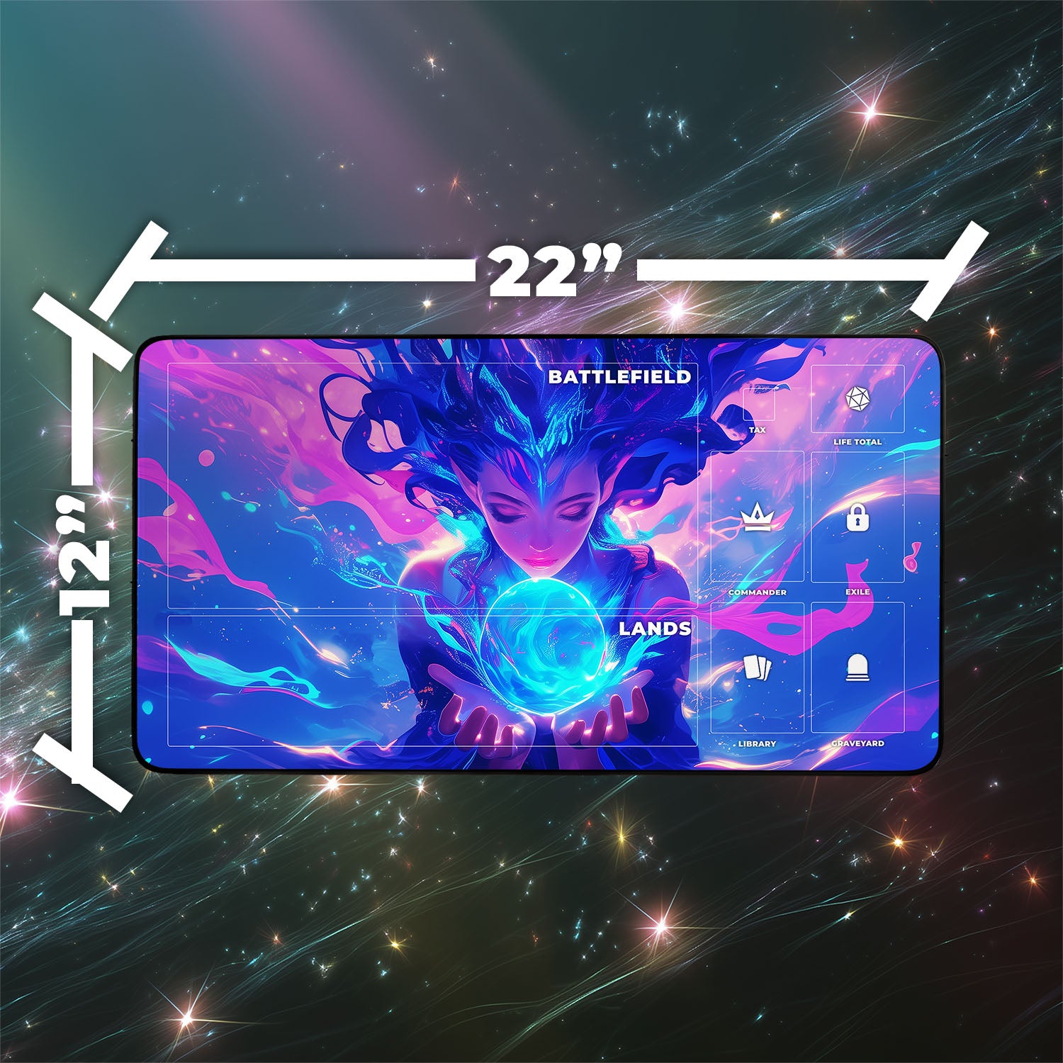 Thassa’s Oracle Playmat | Magic the Gathering Playmat | Mermaid Playmat with Zones Option | 24x14 | 22x12 | 32x16 Sizes