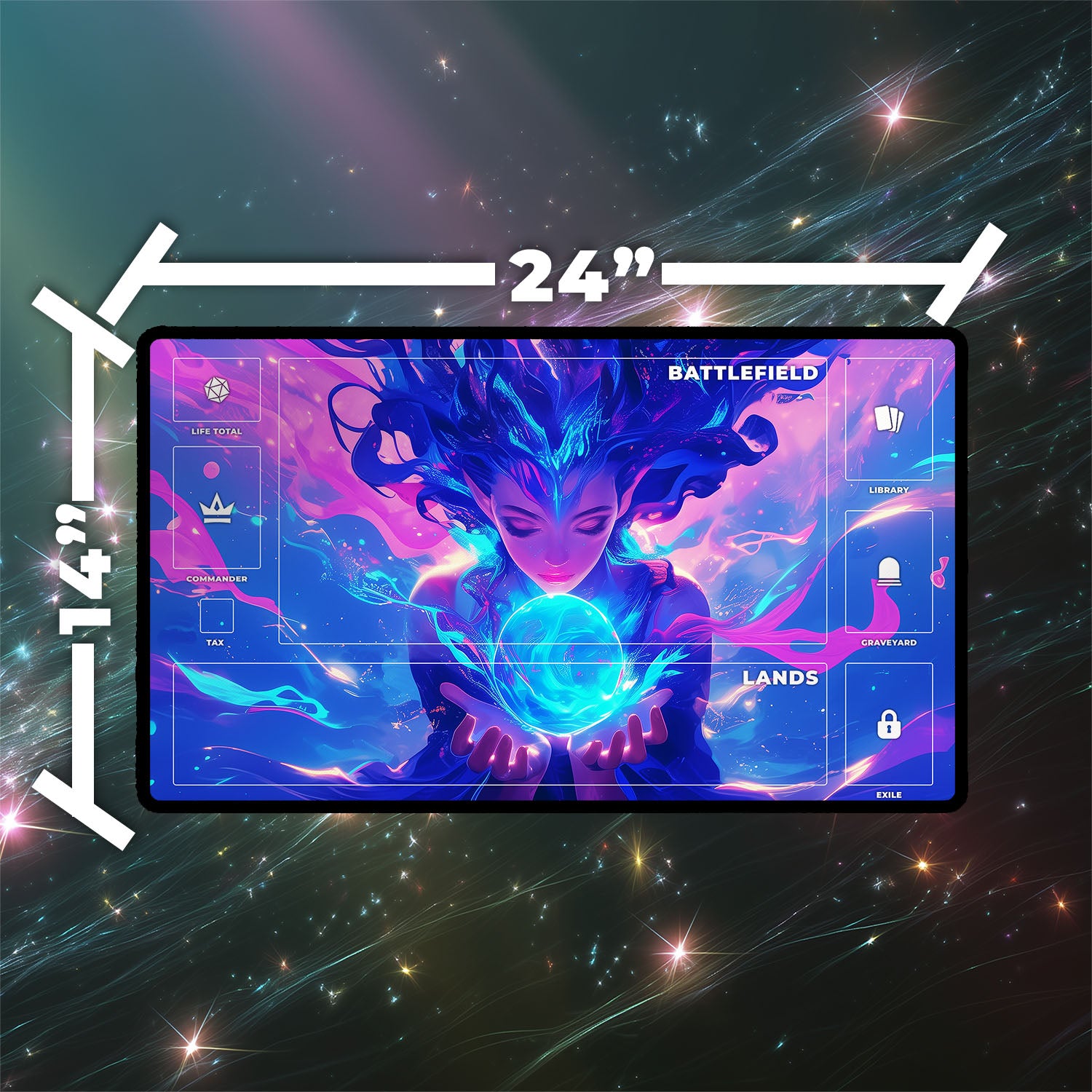 Thassa’s Oracle Playmat | Magic the Gathering Playmat | Mermaid Playmat with Zones Option | 24x14 | 22x12 | 32x16 Sizes