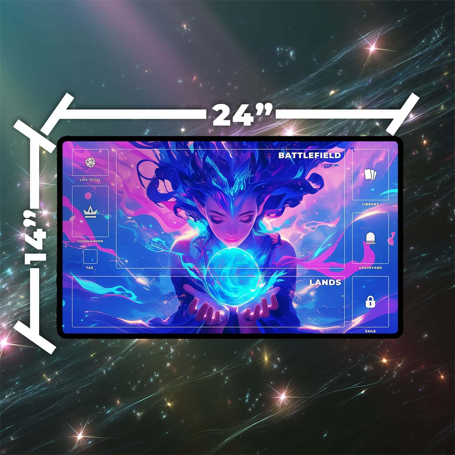 Thassa’s Oracle Playmat | Magic the Gathering Playmat | Mermaid Playmat with Zones Option | 24x14 | 22x12 | 32x16 Sizes