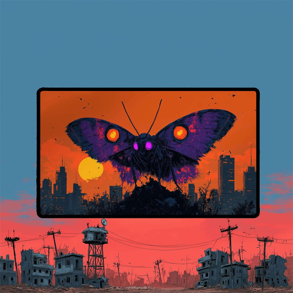 The Wise Mothman Playmat | Magic the Gathering Playmat | Fallout Playmat with Zones Option | 24x14 | 22x12 | 32x16 Sizes