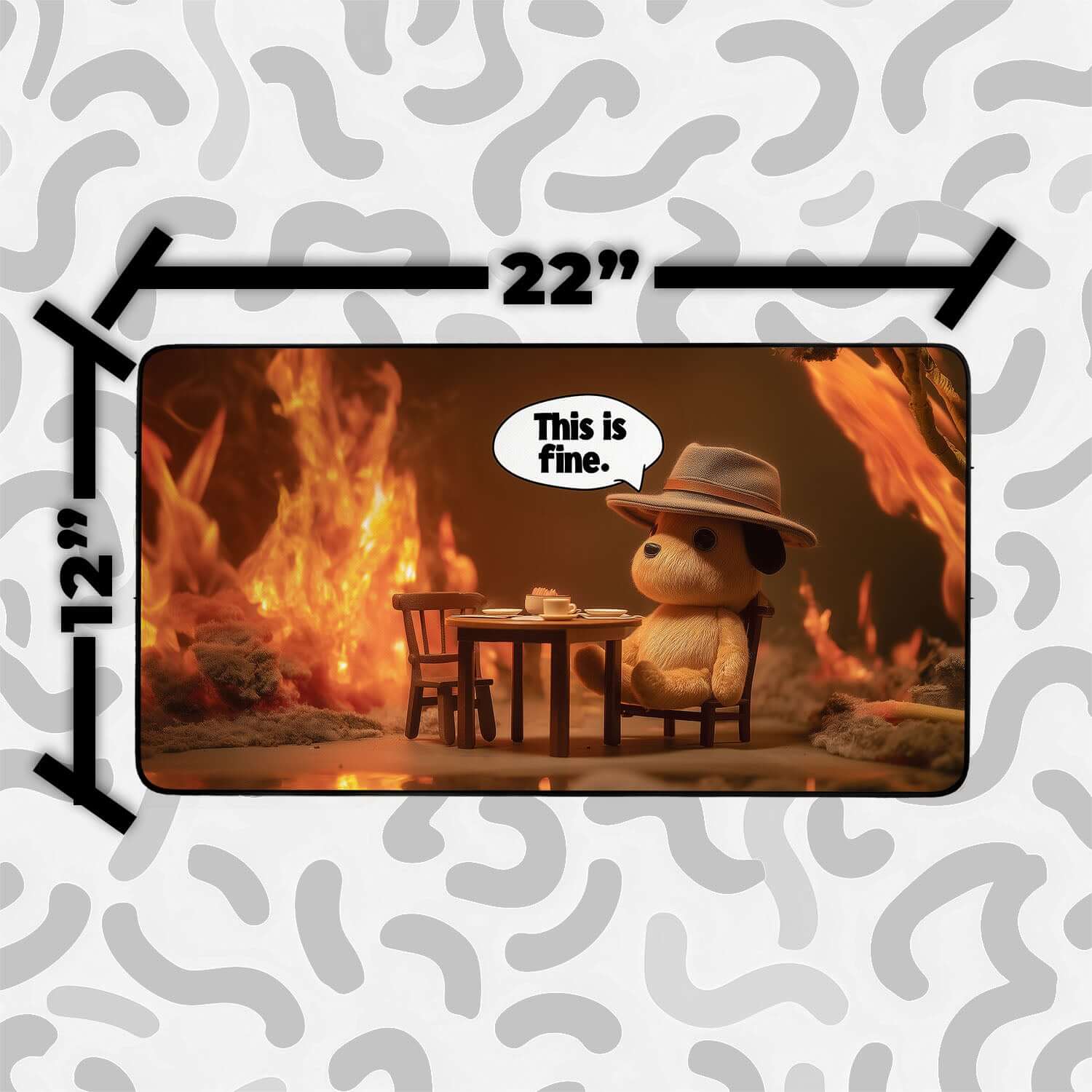 This Is Fine Playmat | Magic the Gathering Playmat | Meme-Inspired Funny Playmat with Zones Option | 24x14 | 22x12 | 32x16 Sizes