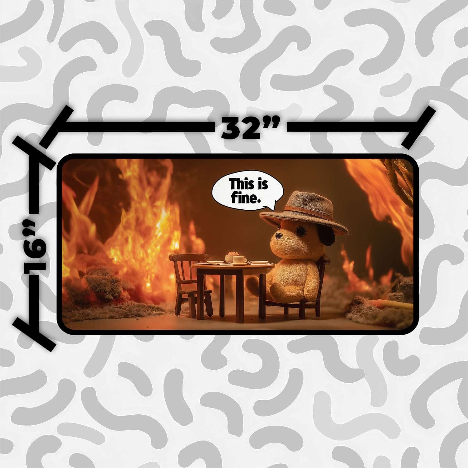 This Is Fine Playmat | Magic the Gathering Playmat | Meme-Inspired Funny Playmat with Zones Option | 24x14 | 22x12 | 32x16 Sizes