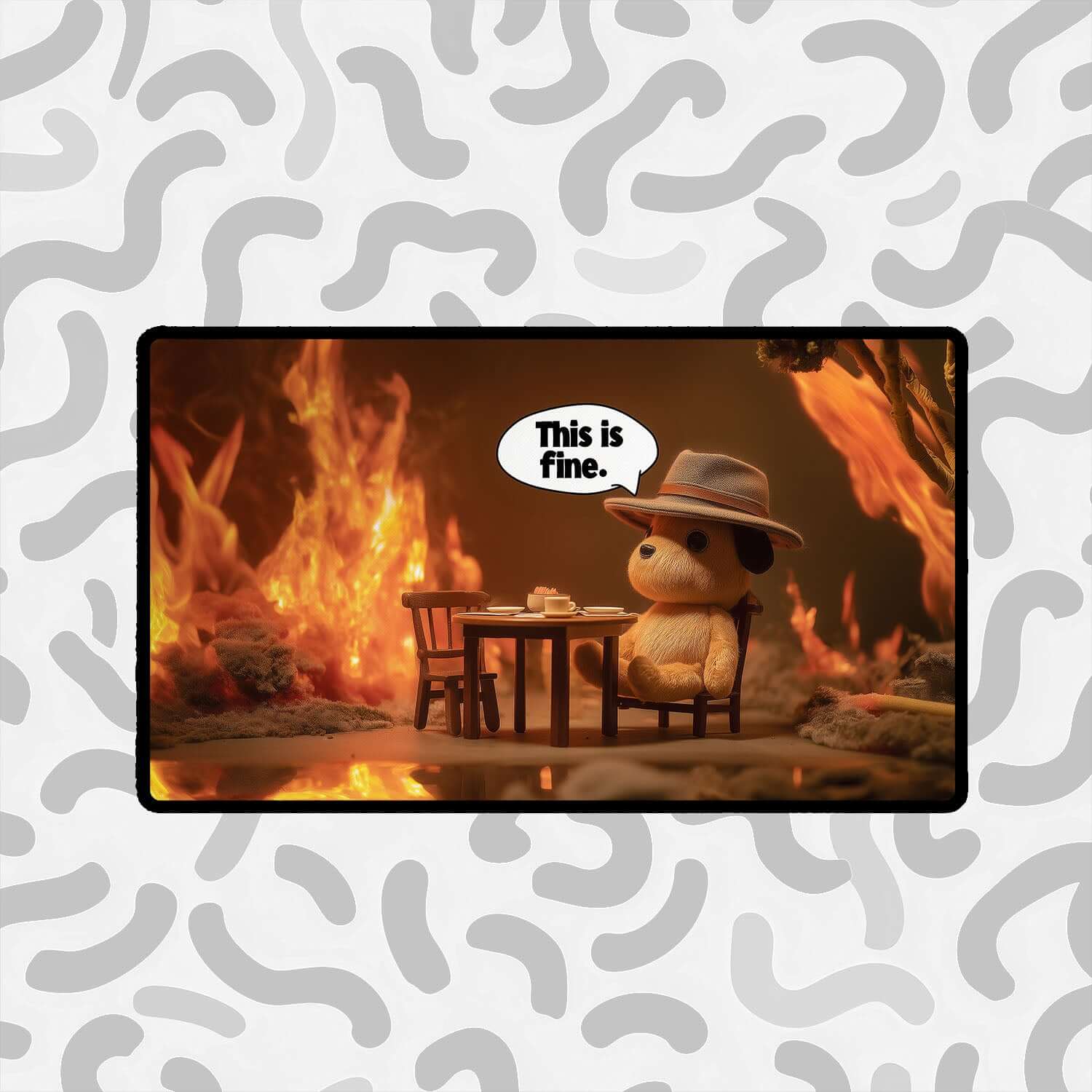 This Is Fine Playmat | Magic the Gathering Playmat | Meme-Inspired Funny Playmat with Zones Option | 24x14 | 22x12 | 32x16 Sizes