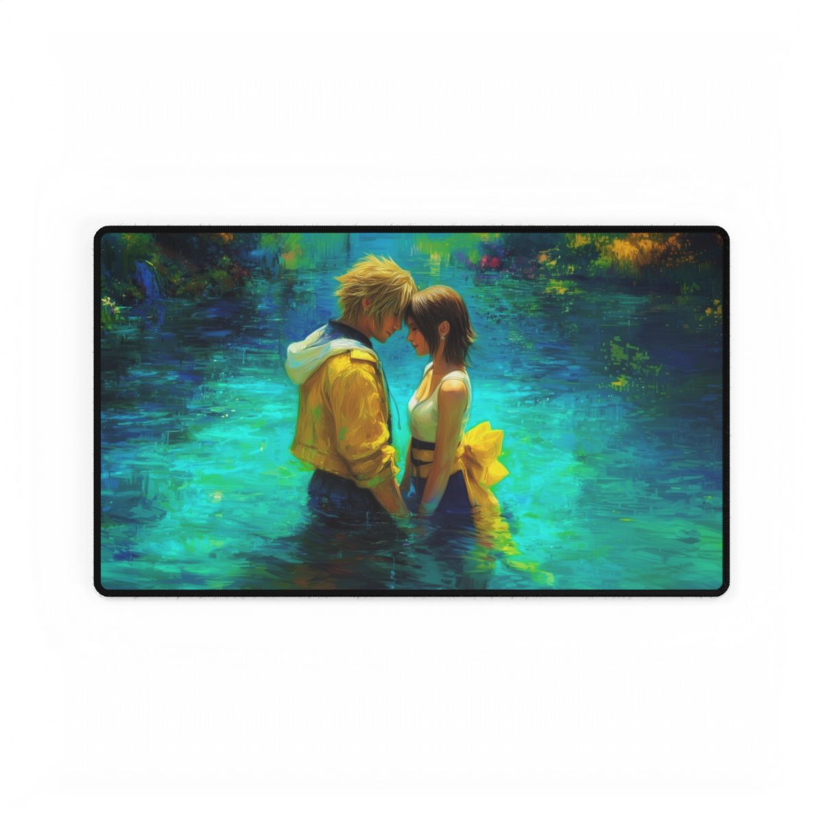 Tidus and Yuna Playmat | Final Fantasy Playmat | Lake Macalania Playmat with Zones Option | 24x14 | 22x12 | 32x16 Sizes