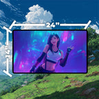 Tifa Lockhart Playmat | Final Fantasy Playmat | Iconic Fantasy Heroine Playmat with Zones Option | 24x14 | 22x12 | 32x16 Sizes