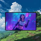 Tifa Lockhart Playmat | Final Fantasy Playmat | Iconic Fantasy Heroine Playmat with Zones Option | 24x14 | 22x12 | 32x16 Sizes