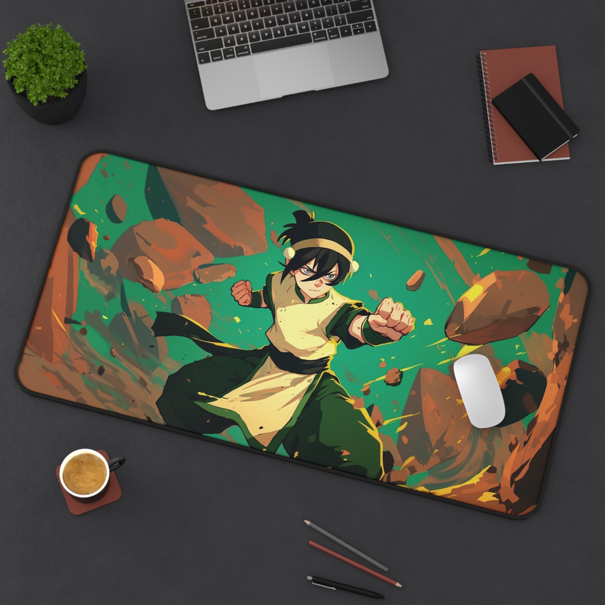 Toph Beifong Playmat | Magic the Gathering Playmat | Earthbender Action Art With MTG Zones | 24x14 | 32x16 Sizes