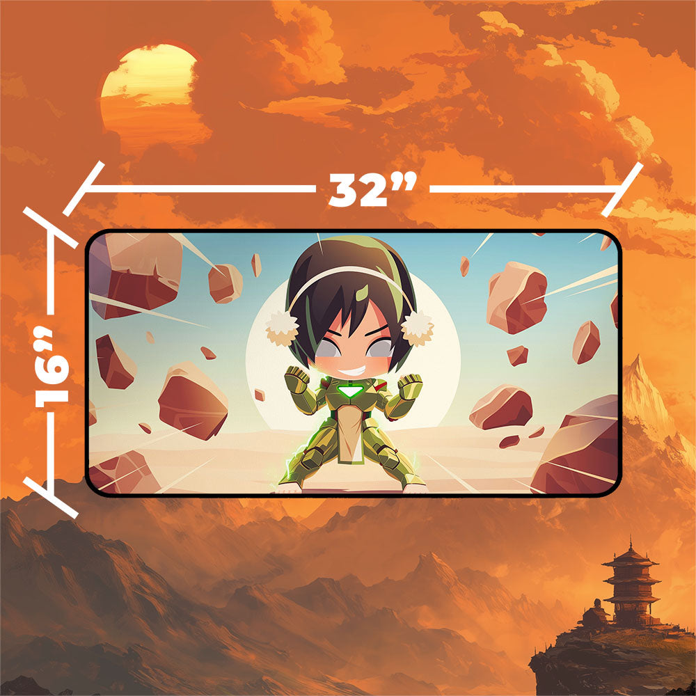 Toph Playmat | Magic the Gathering Playmat | Metalbender Armor Earthbending Art With MTG Zones Option | 24x14 | 32x16 Sizes