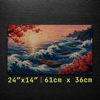 Cherry Blossom Ukiyo-e Wave Desk Mat 24x14 36x18 48x24